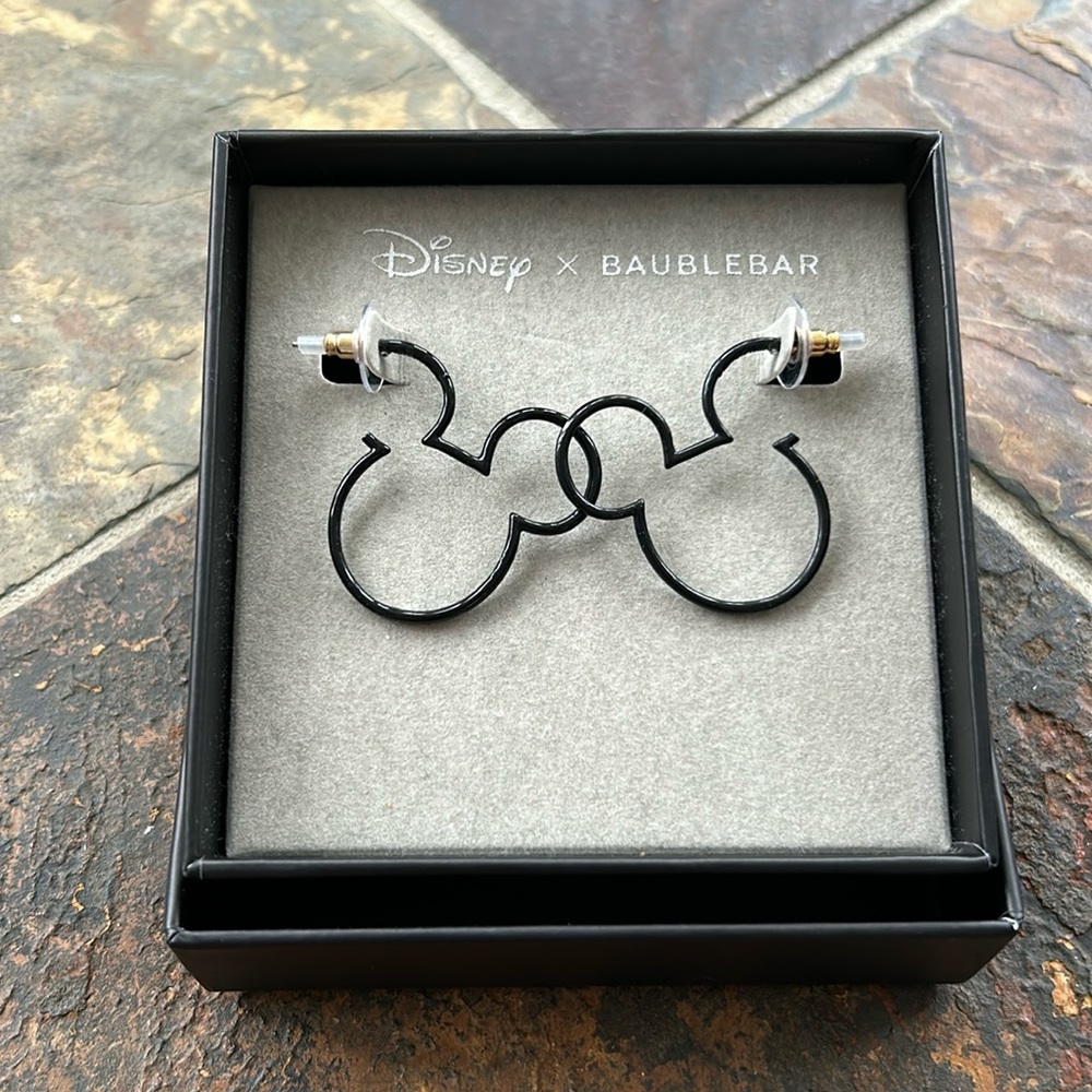 NIB Bauble Bar black Mickey Mouse earrings